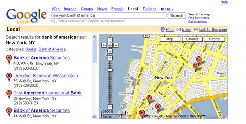 google maps new york bank of america